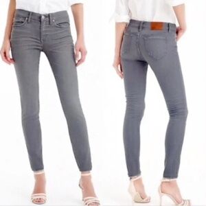 J. Crew Toothpick Gray Wash Denim Mid Rise Ankle Length Skinny Jeans size 28